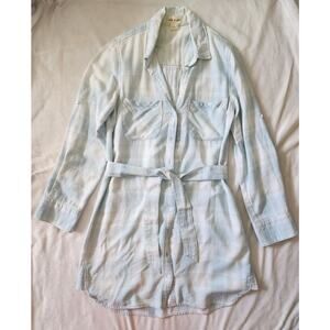 Cloth & Stone Anthropologie Blue Plaid Shirt Dress with Belt Size S